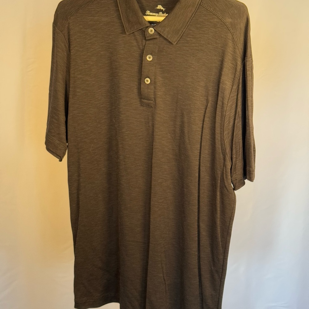 Tommy Bahama Black Muted Stripe Polo Men’s Large